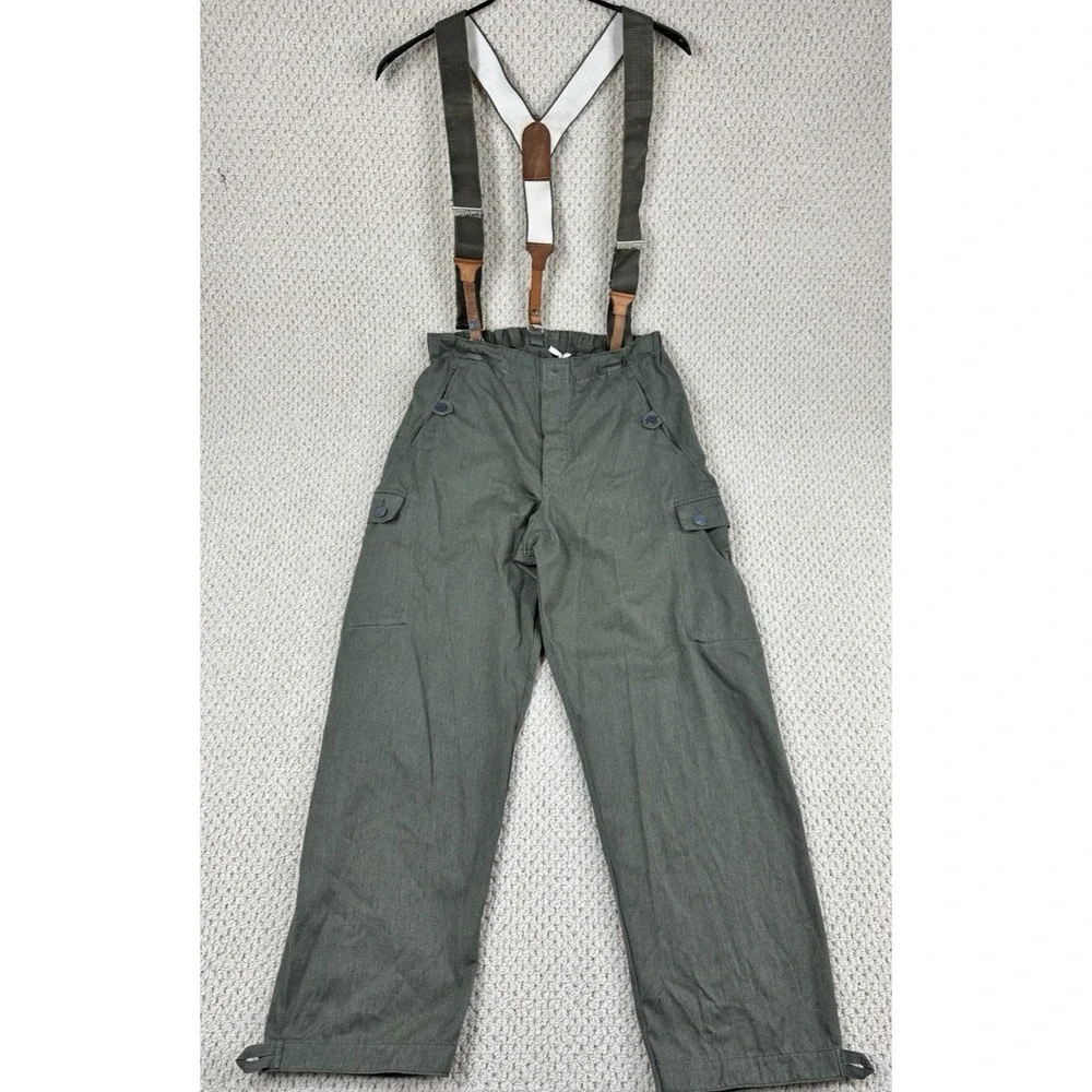 Extra Stark Suspendered Tanker Pants Mens 52/L Green German Military Baggy Cargo